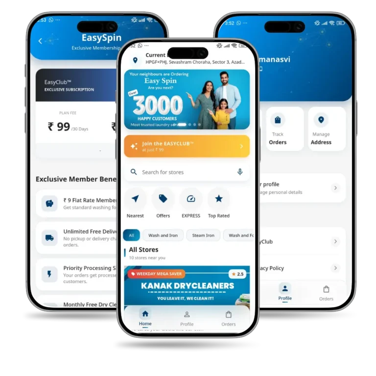 Online booking experience for dry cleaning in Jaipur through Easy Spin