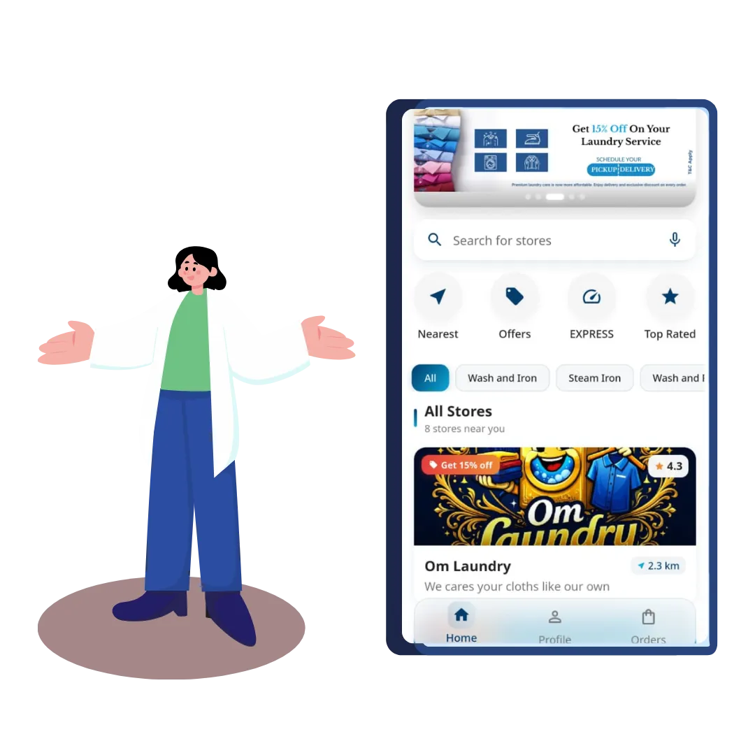 Customer scheduling online laundry service in Udaipur using the Easy Spin mobile application