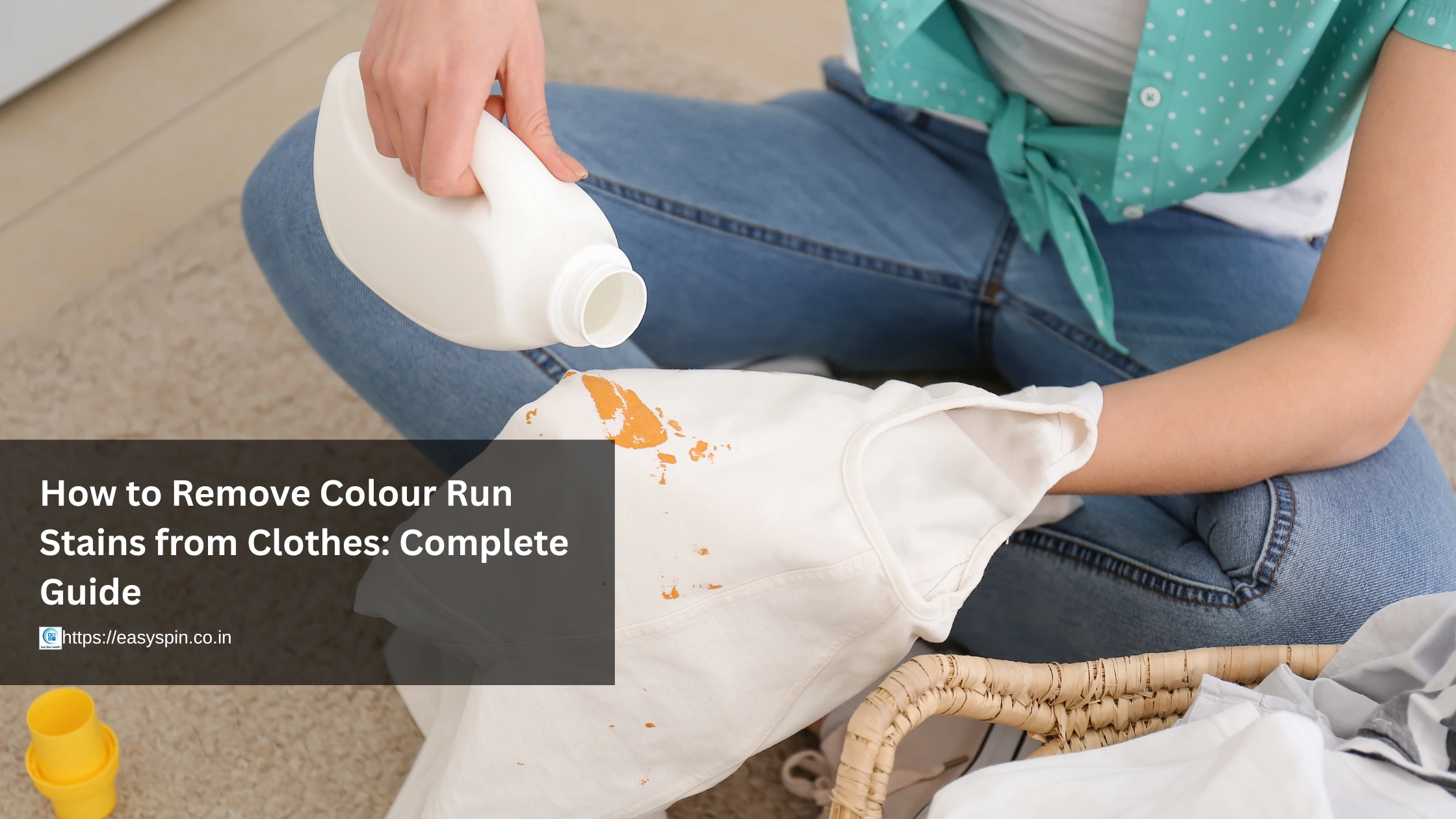 How to get stain out of clothes caused by colour run on white fabric during laundry cleaning process
