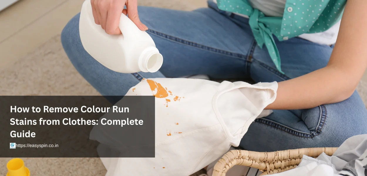 How to get stain out of clothes caused by colour run on white fabric during laundry cleaning process
